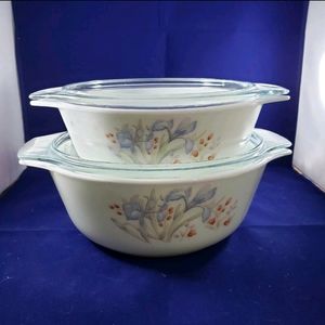 Vintage Pyrex Blue Iris Covered Dishes